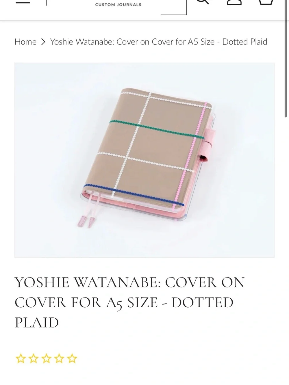 Hobonichi — YOSHIE WATANABE: COVER ON COVER FOR A5 SIZE - DOTTED PLAID